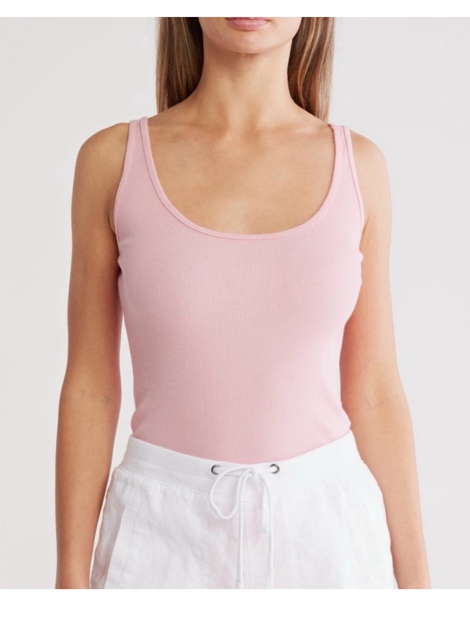 Nwt Standard James Perse Ribbed Tank Size 0/Xs Pink Scoop Neck Cotton Quiet
